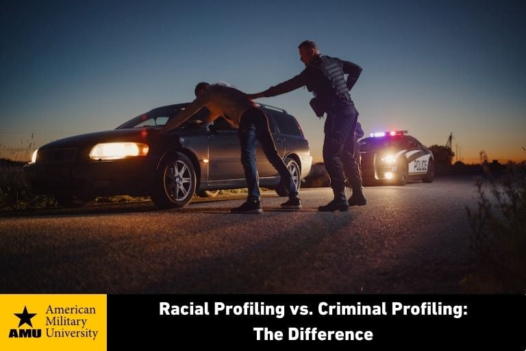 police officer holding man with hands on hood of car