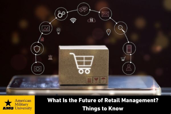 shipping box with text reading what is the future of retail management